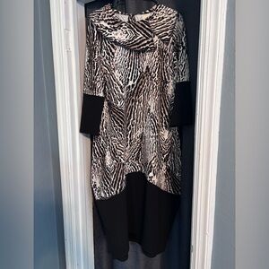 Zadie Bs - Animal Print & Black Cowl Neck Tunic Dress